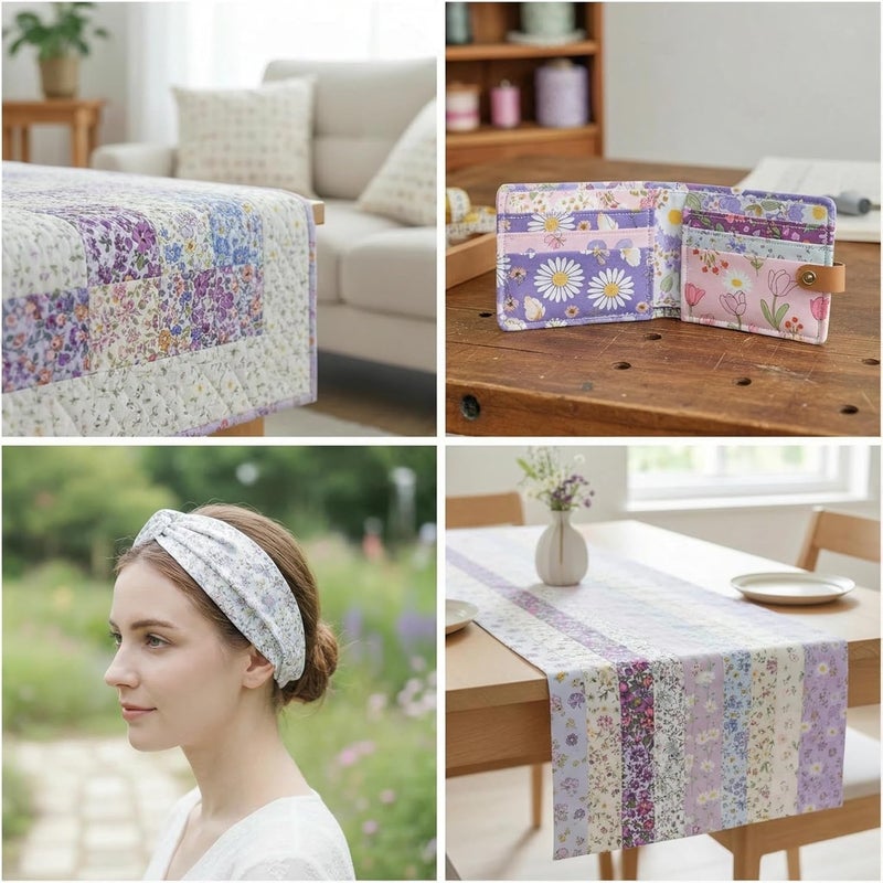 ADAIER 40-Pcs Light & Fresh Floral Fabric Strips - Precut Cotton for DIY Quilting & Home Decor - Image 4